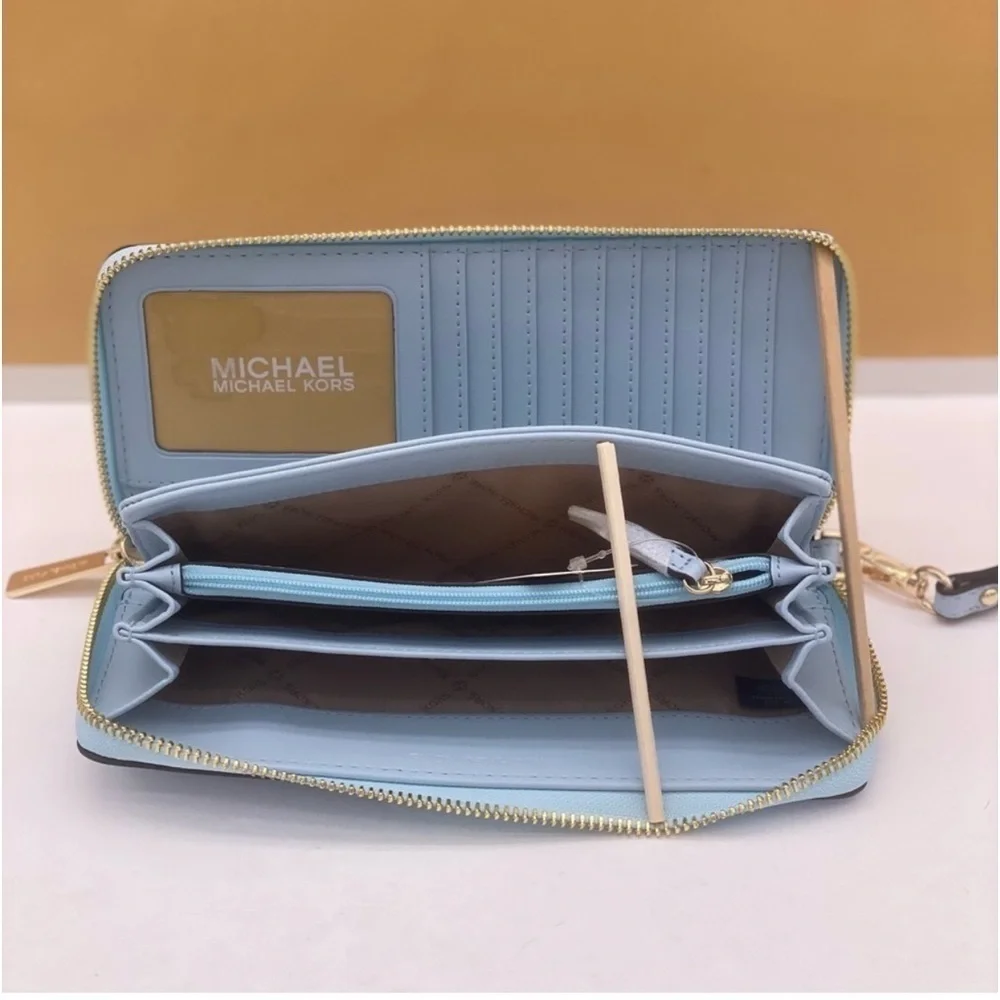 Michael Kors Large Continental Wallet Wristlet Vista Blue